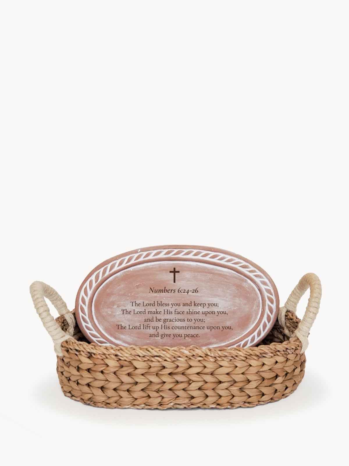 Personalized Bread Warmer & Basket - Bible Oval - Woven With Purpose
