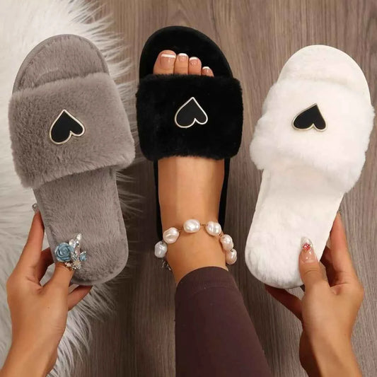 Heart Open Toe Flats Slippers - Woven With Purpose
