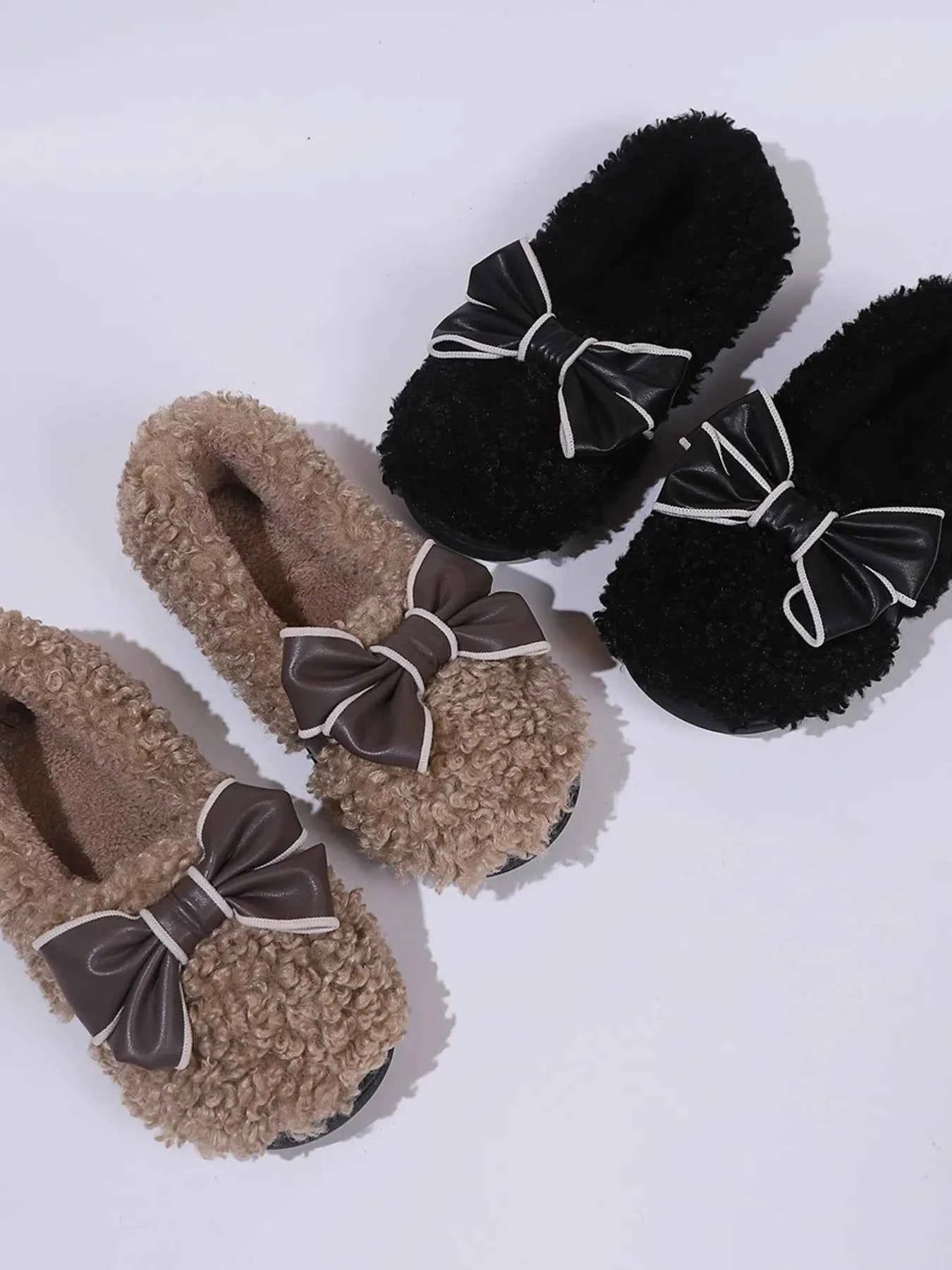 Cozy Bow-Knot Fluffy Indoor Slippers - Woven With Purpose