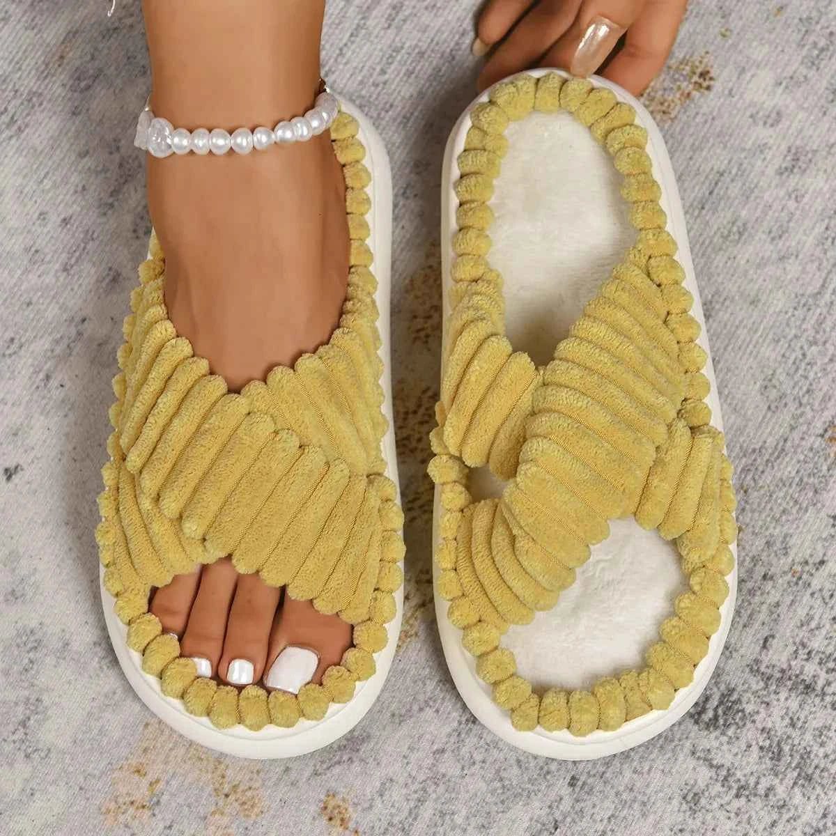 Crisscross Open Toe Platform Slippers - Woven With Purpose
