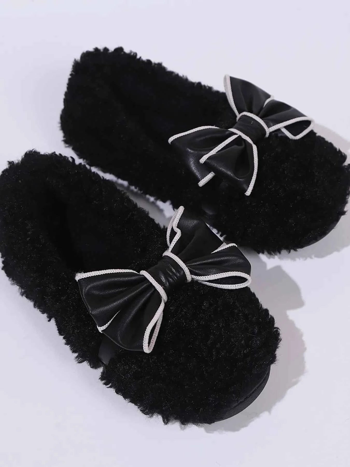 Cozy Bow-Knot Fluffy Indoor Slippers - Woven With Purpose