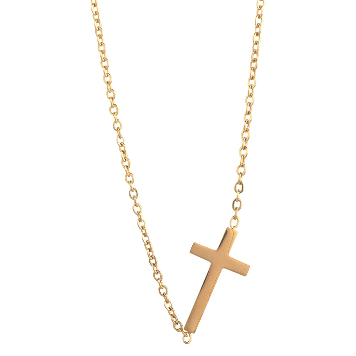 14K gold necklace | Gold Plated Cross Pendant Necklace - Woven With Purpose