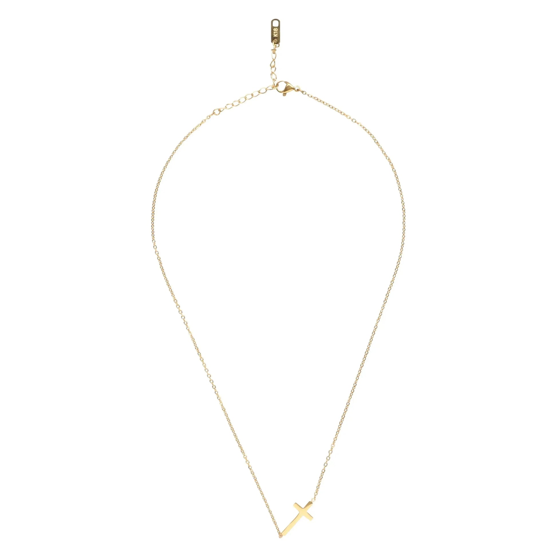 14K gold necklace | Gold Plated Cross Pendant Necklace - Woven With Purpose