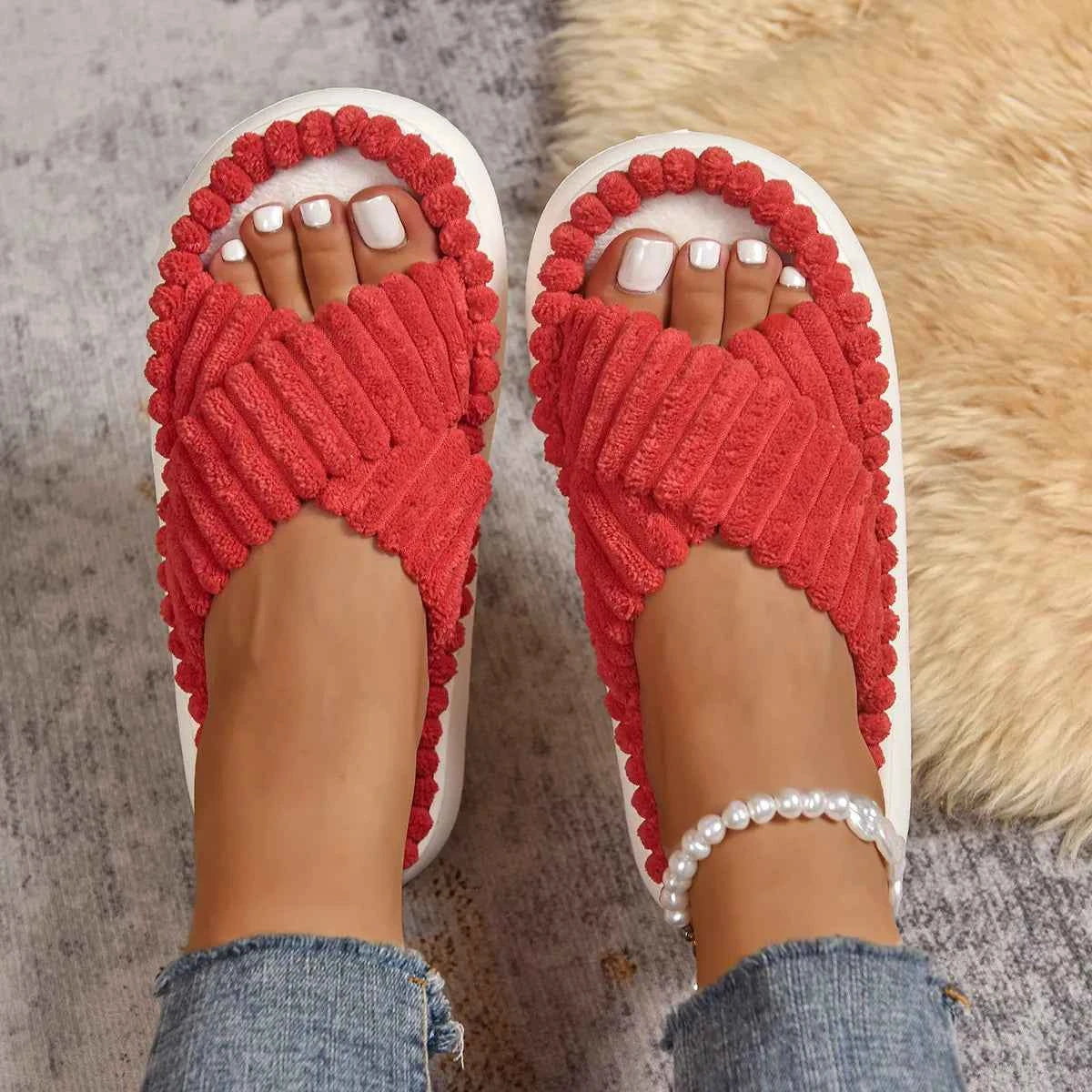 Crisscross Open Toe Platform Slippers - Woven With Purpose