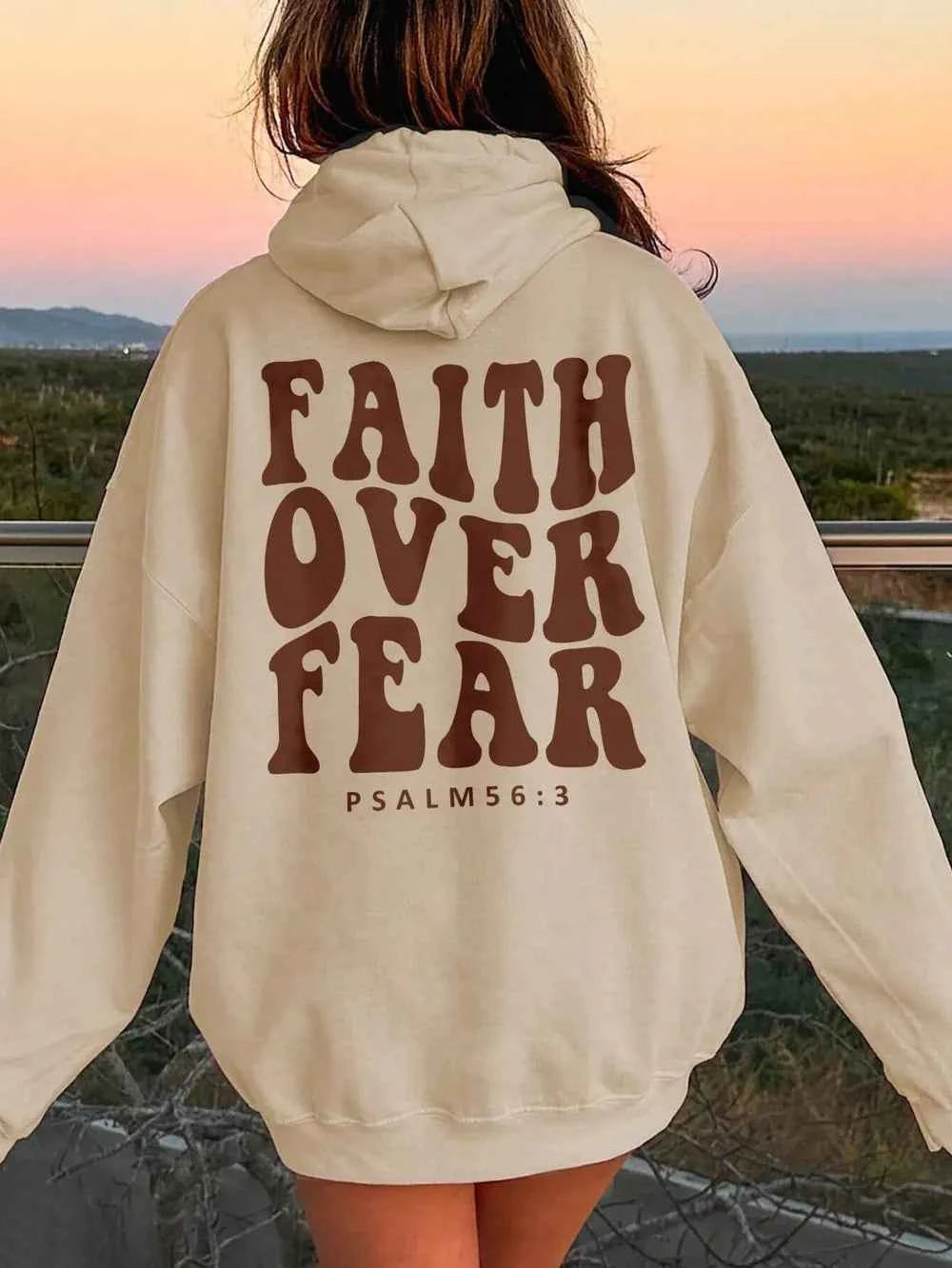 FAITH OVER FEAR Dropped Shoulder Hoodie - Woven With Purpose