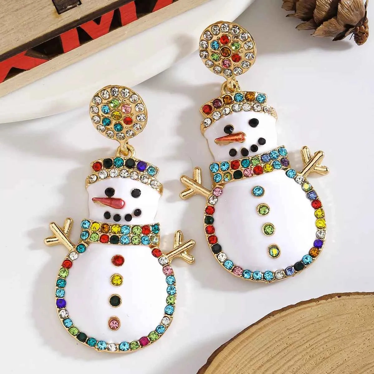 Snowman Christmas Zircon Drop Earrings - Woven With Purpose