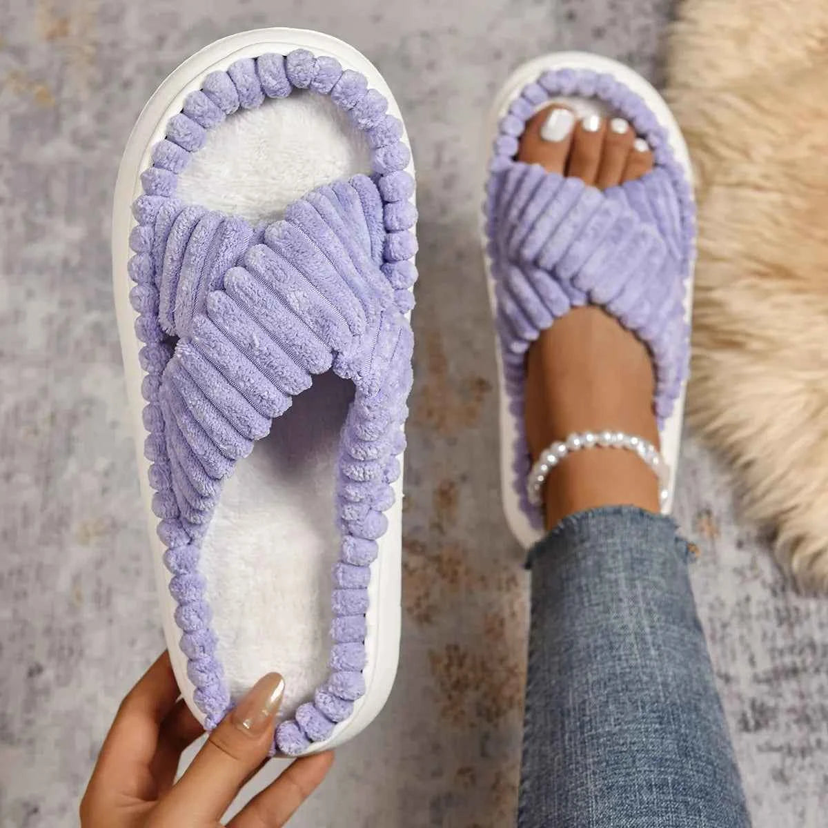 Crisscross Open Toe Platform Slippers - Woven With Purpose