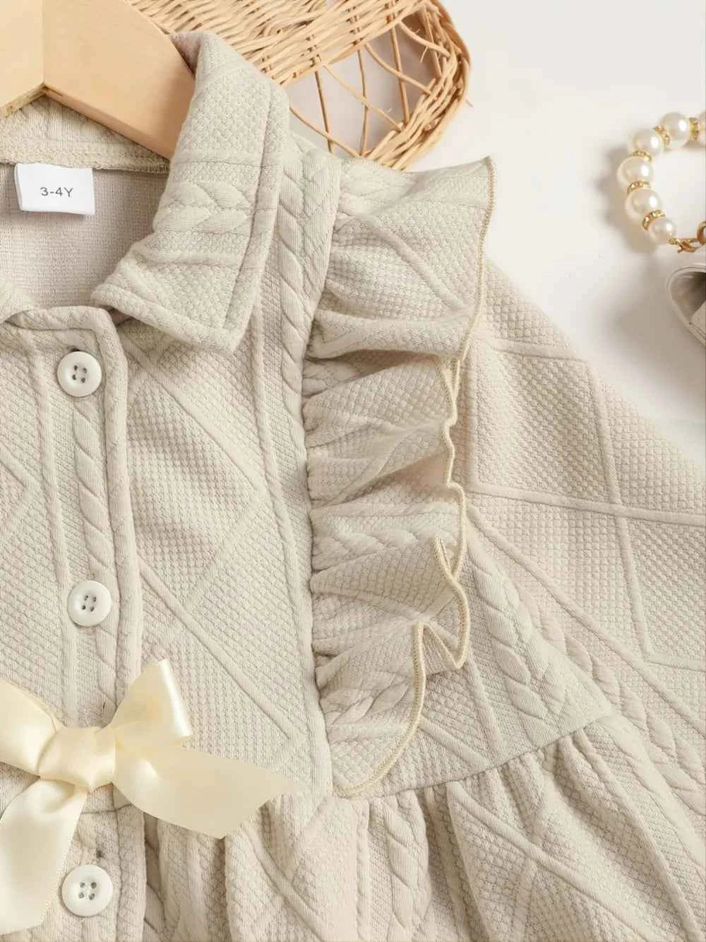 Children's Ruffled Bow Collared Neck Dress - Woven With Purpose