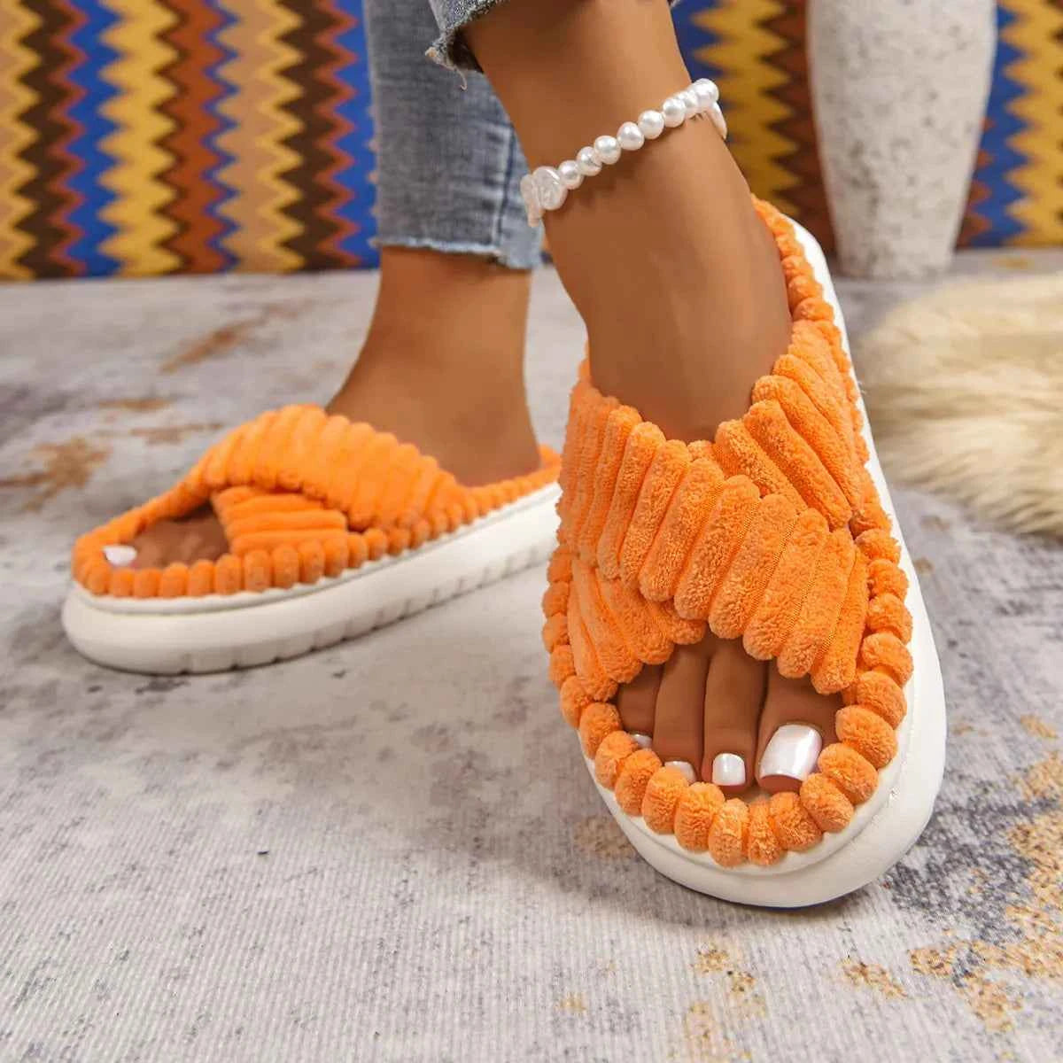Crisscross Open Toe Platform Slippers - Woven With Purpose
