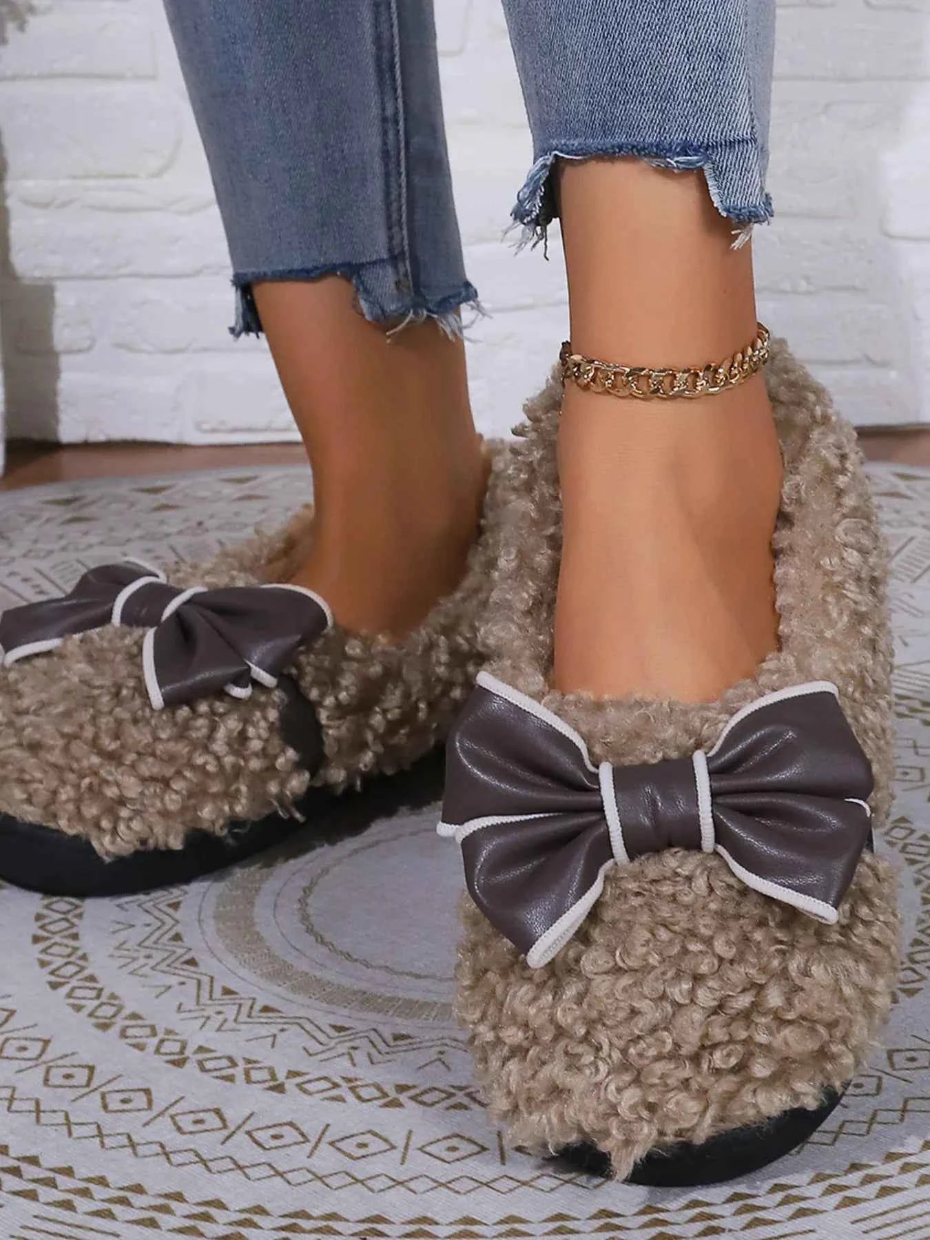 Cozy Bow-Knot Fluffy Indoor Slippers - Woven With Purpose
