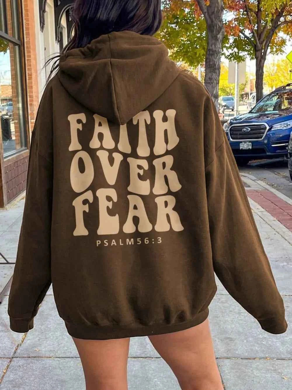 FAITH OVER FEAR Dropped Shoulder Hoodie - Woven With Purpose