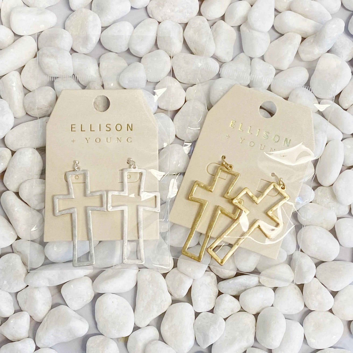Dangle Cross Outlined Earrings - Woven With Purpose