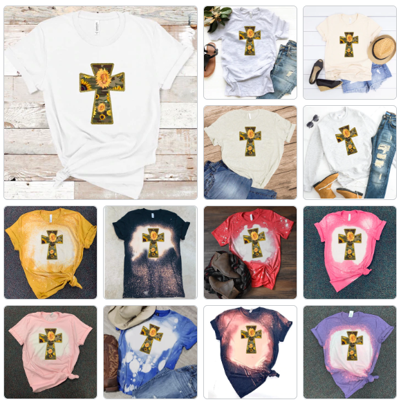 Camo Cross & Sunflowers - T-Shirt / Sweatshirt Unisex Sizing - Woven With Purpose