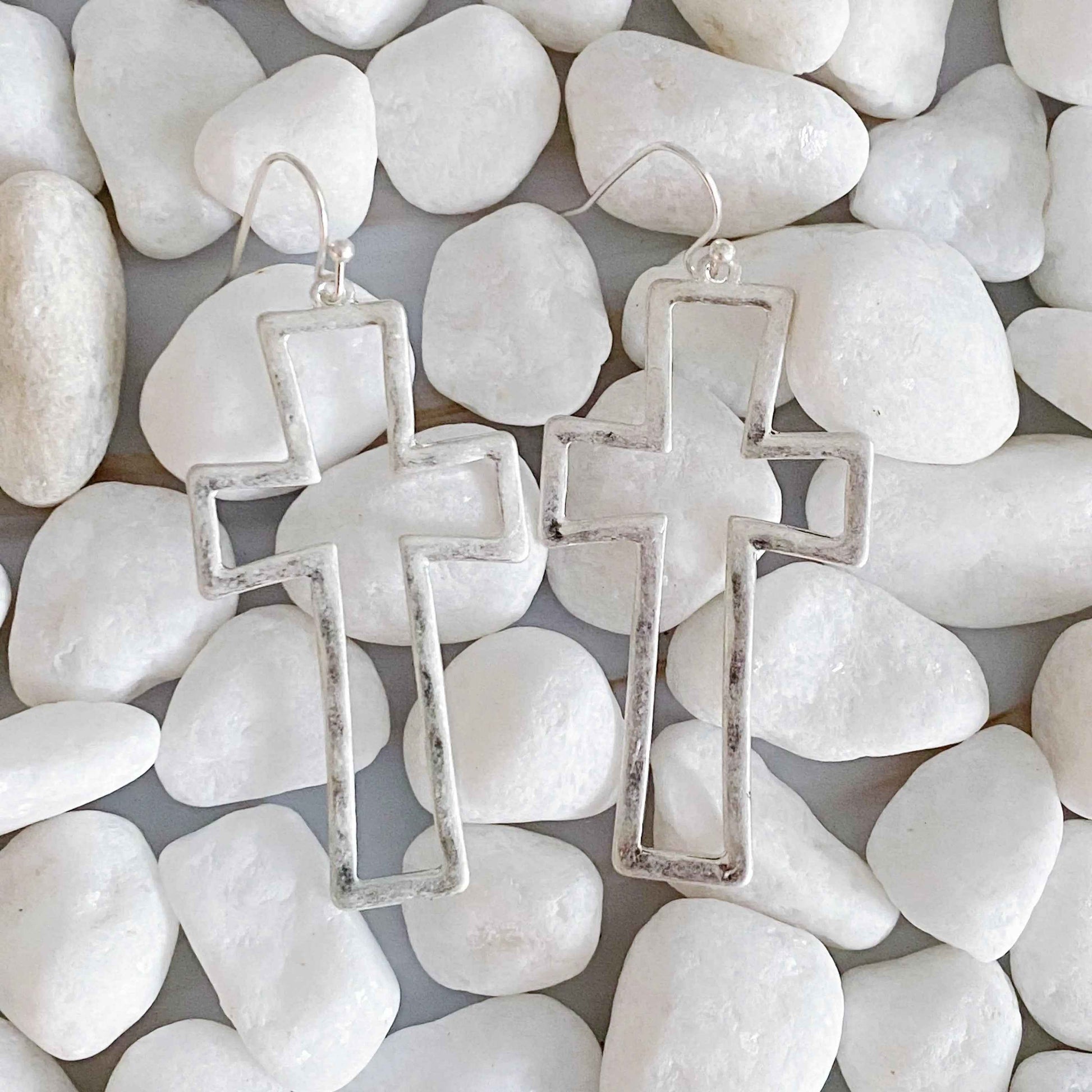Dangle Cross Outlined Earrings - Woven With Purpose