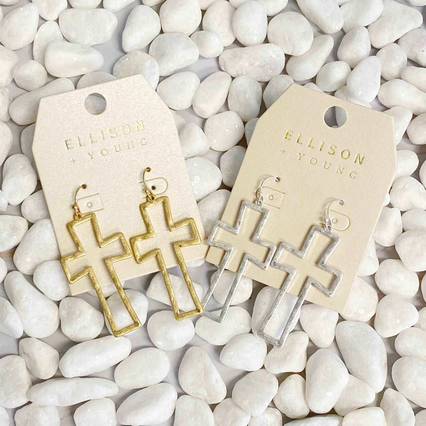 Dangle Cross Outlined Earrings - Woven With Purpose