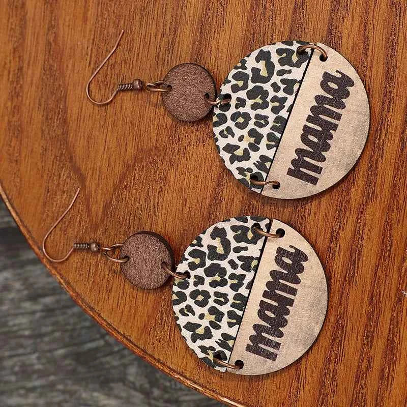 Wooden Leopard Round Shape Earrings - Woven With Purpose