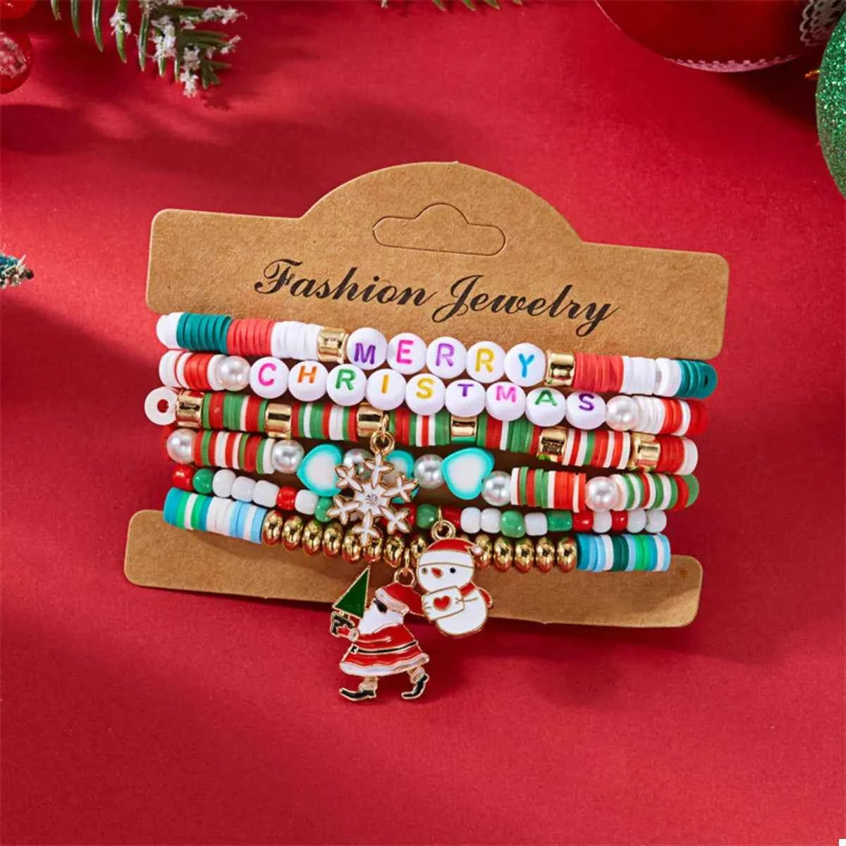 6 Piece Christmas Beaded Bracelet - Woven With Purpose