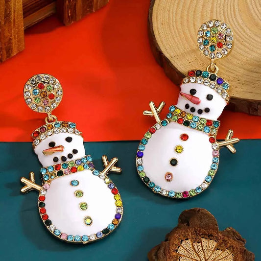 Snowman Christmas Zircon Drop Earrings - Woven With Purpose
