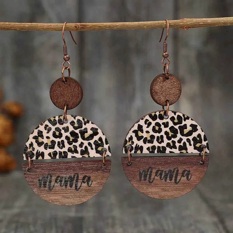 Wooden Leopard Round Shape Earrings - Woven With Purpose