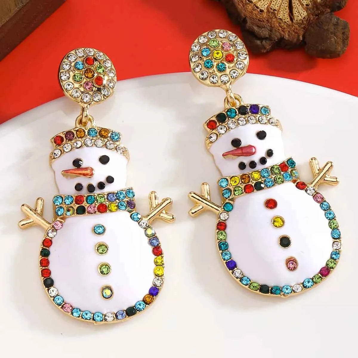 Snowman Christmas Zircon Drop Earrings - Woven With Purpose