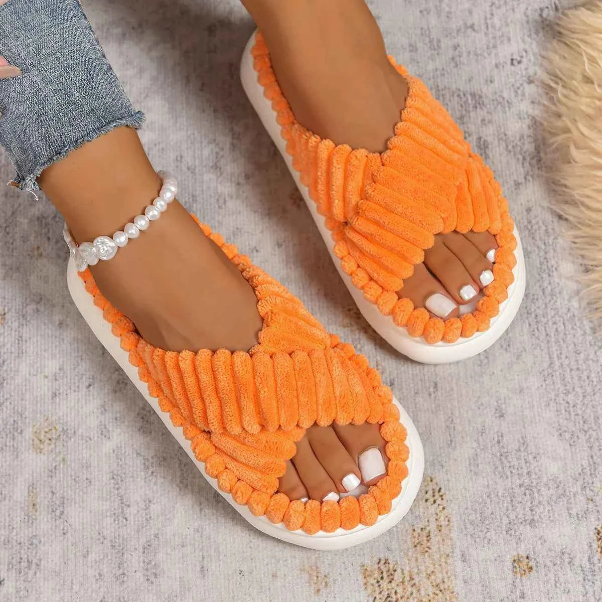 Crisscross Open Toe Platform Slippers - Woven With Purpose