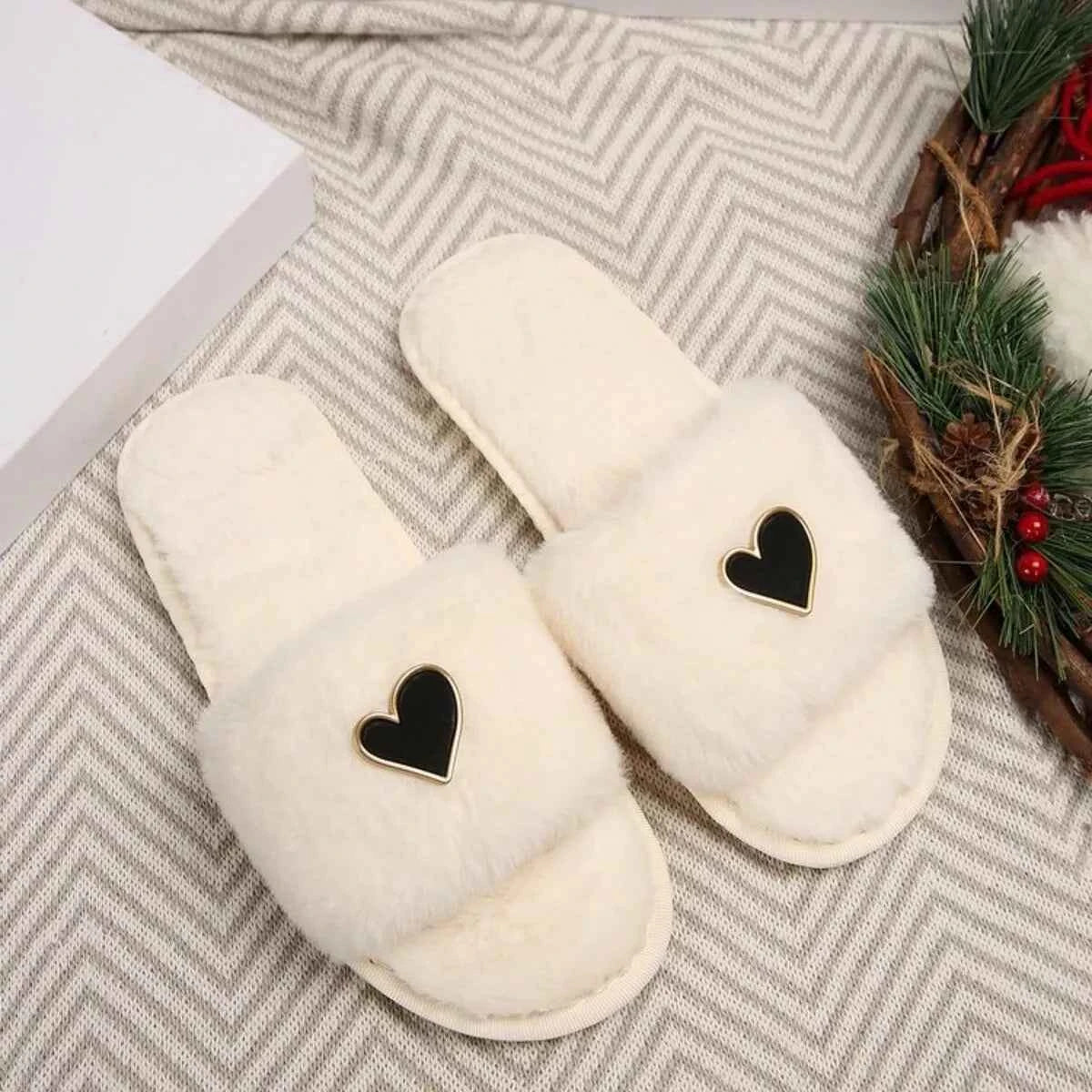 Heart Open Toe Flats Slippers - Woven With Purpose