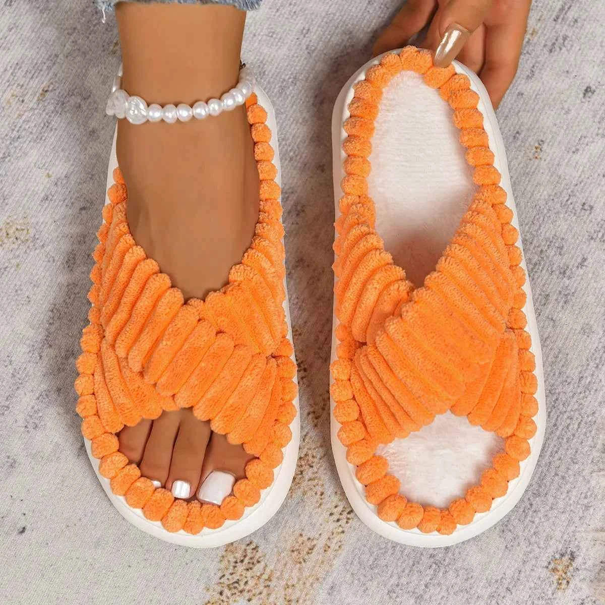 Crisscross Open Toe Platform Slippers - Woven With Purpose