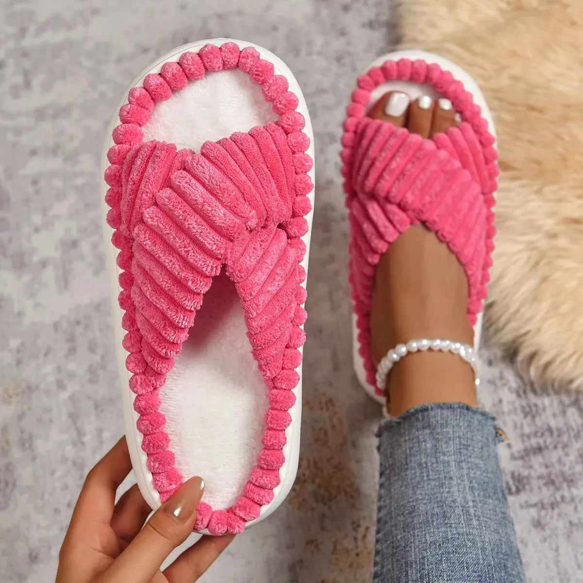 Crisscross Open Toe Platform Slippers - Woven With Purpose