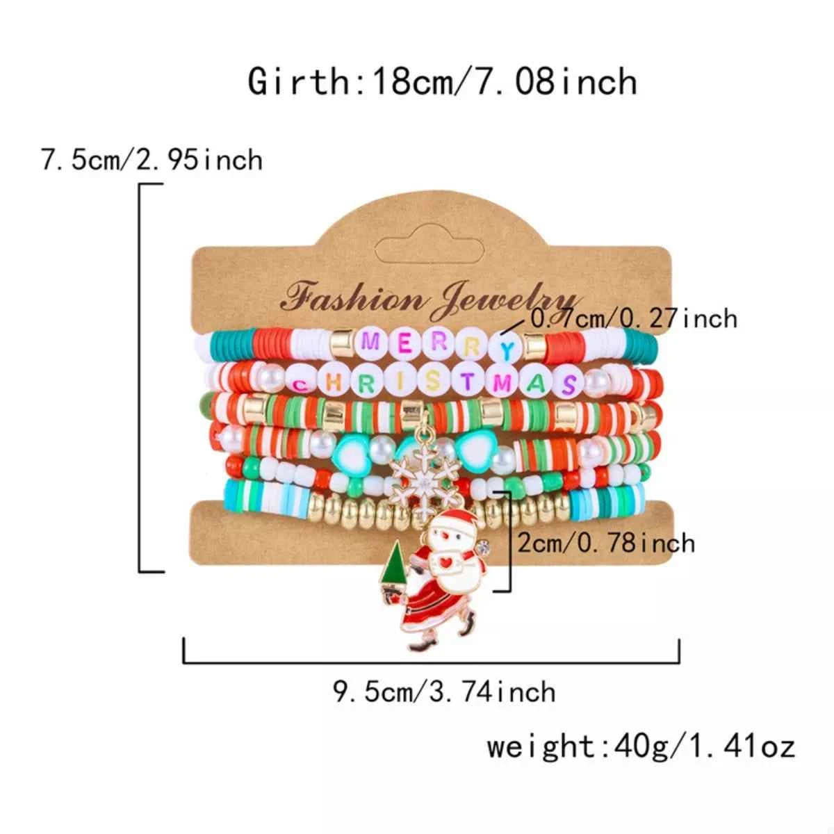 6 Piece Christmas Beaded Bracelet - Woven With Purpose