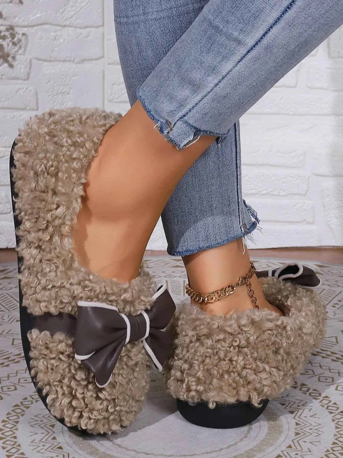 Cozy Bow-Knot Fluffy Indoor Slippers - Woven With Purpose