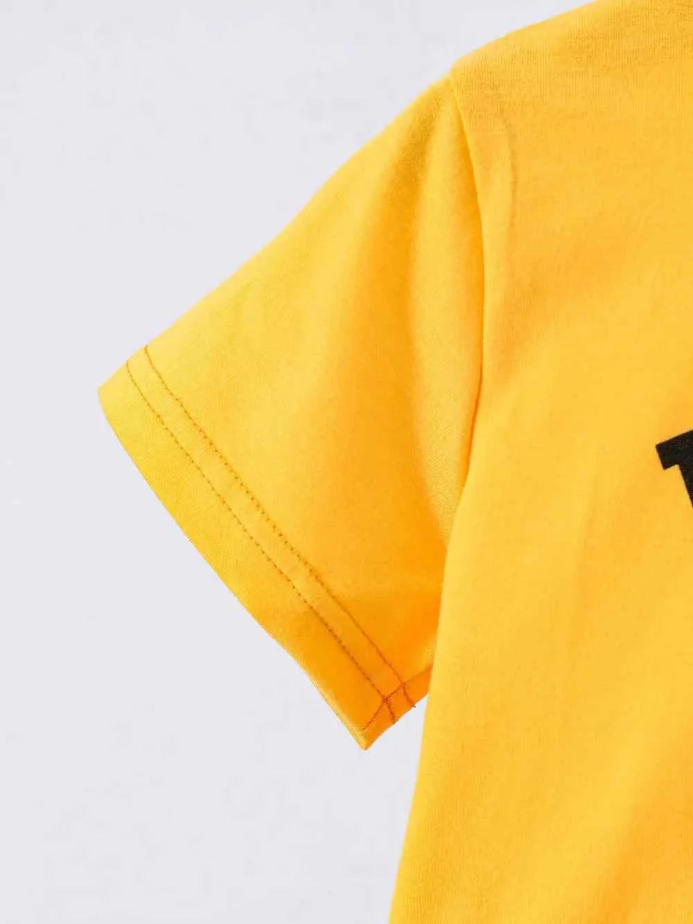 Children's Round Neck Letter Graphic T-Shirt and Distressed Jeans Se - Woven With Purpose