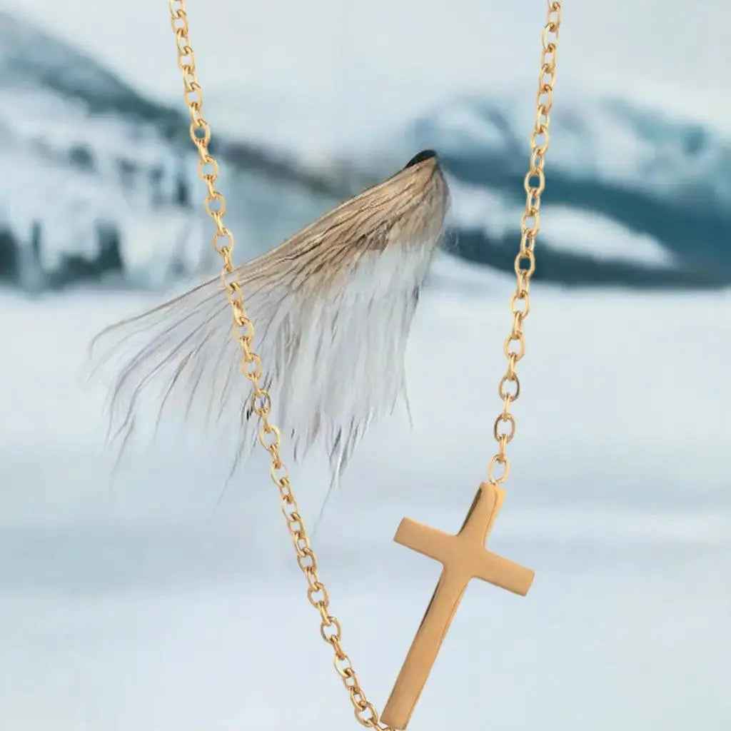 14K gold necklace | Gold Plated Cross Pendant Necklace - Woven With Purpose