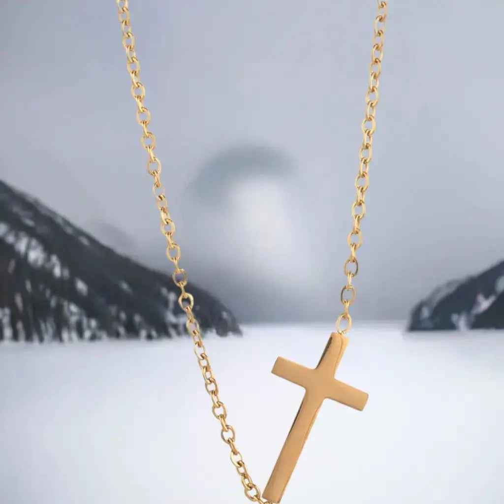 14K gold necklace | Gold Plated Cross Pendant Necklace - Woven With Purpose