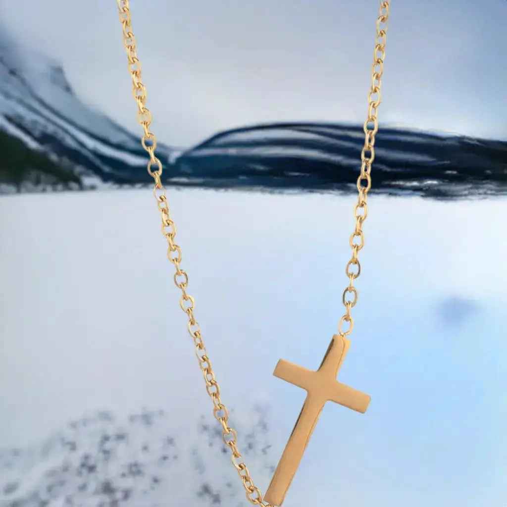 14K gold necklace | Gold Plated Cross Pendant Necklace - Woven With Purpose