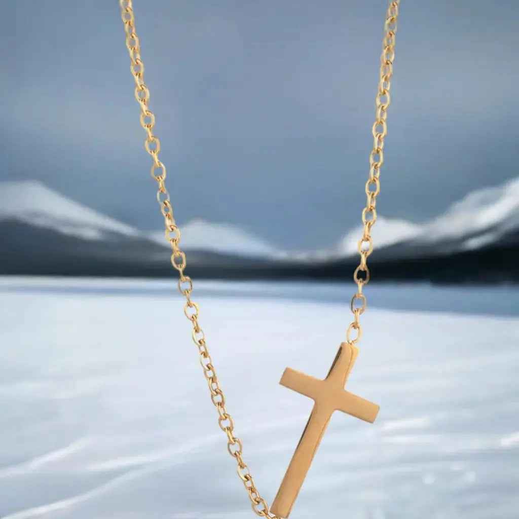 14K gold necklace | Gold Plated Cross Pendant Necklace - Woven With Purpose