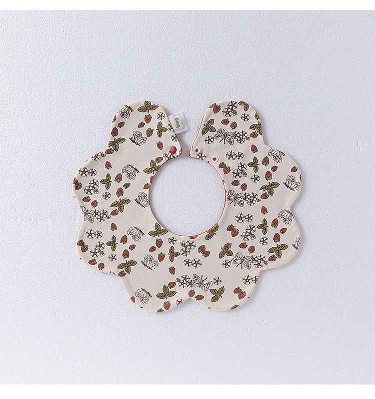 Adorable Simple Pattern Cotton Snap-on Flowers Shaped Bib