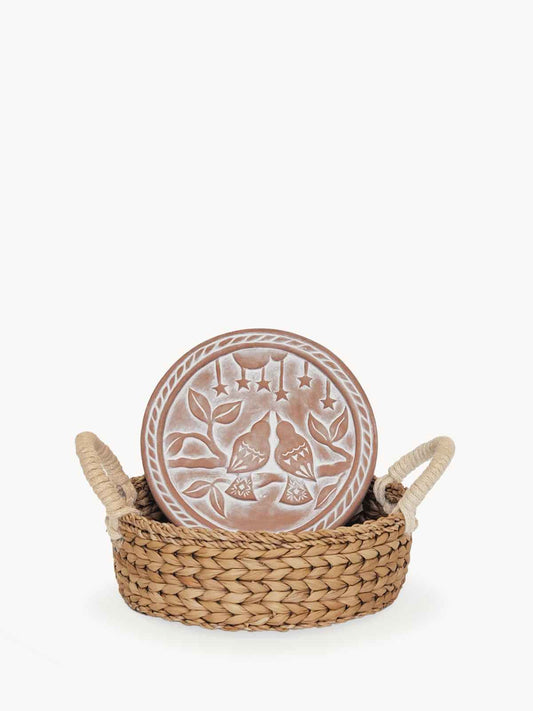 Bread Warmer & Basket - Lovebirds Round - Woven With Purpose