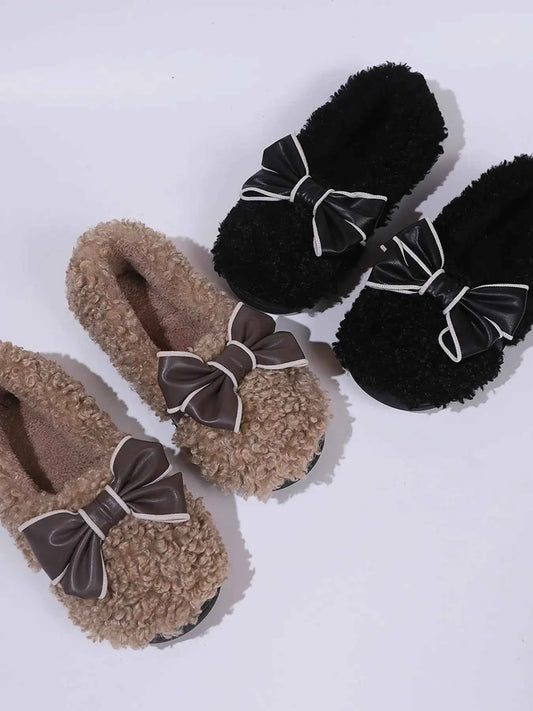 Cozy Bow-Knot Fluffy Indoor Slippers - Woven With Purpose