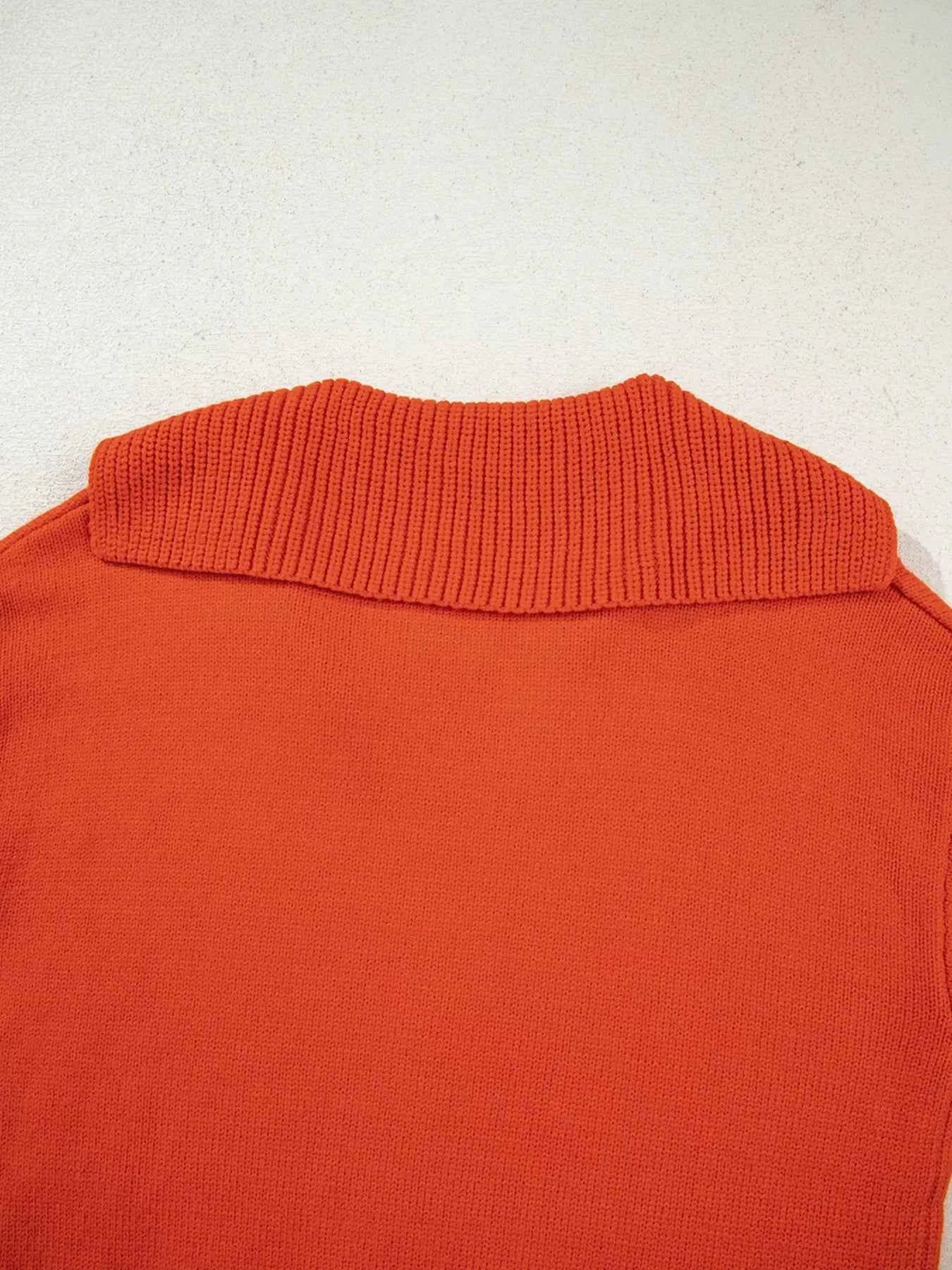 Collared V Neck Ribbed Edge Sweater - Woven With Purpose