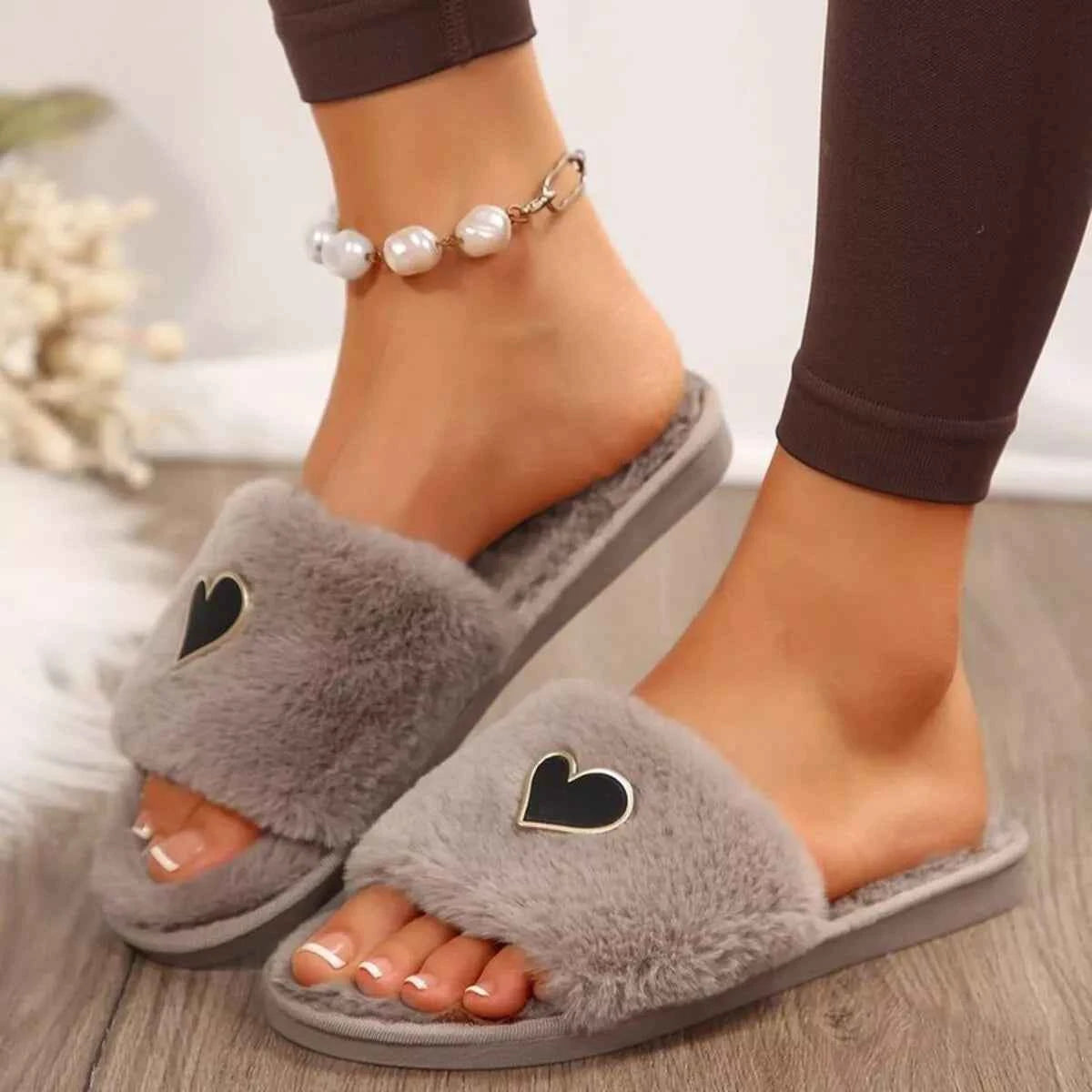 Heart Open Toe Flats Slippers - Woven With Purpose