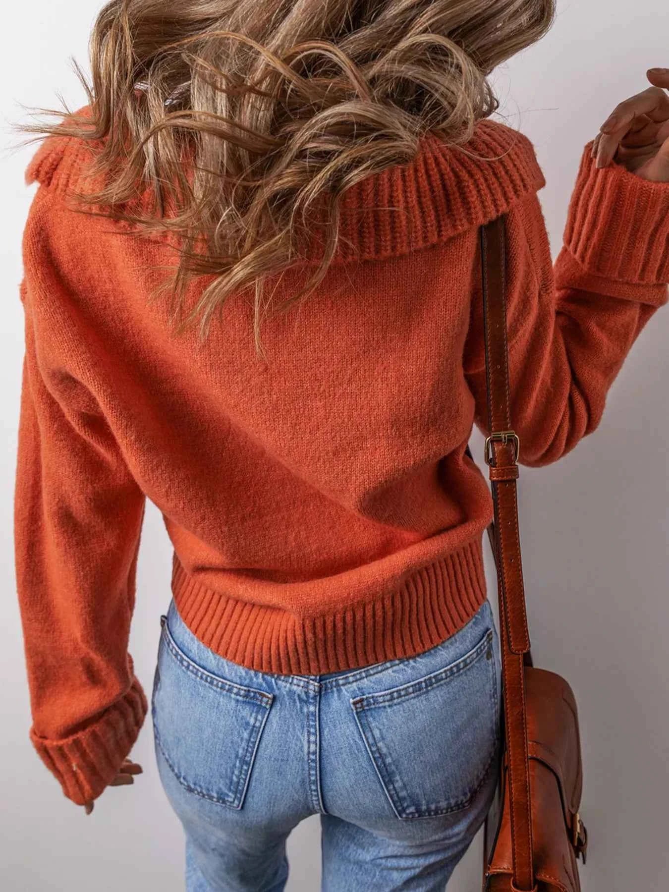 Collared V Neck Ribbed Edge Sweater - Woven With Purpose