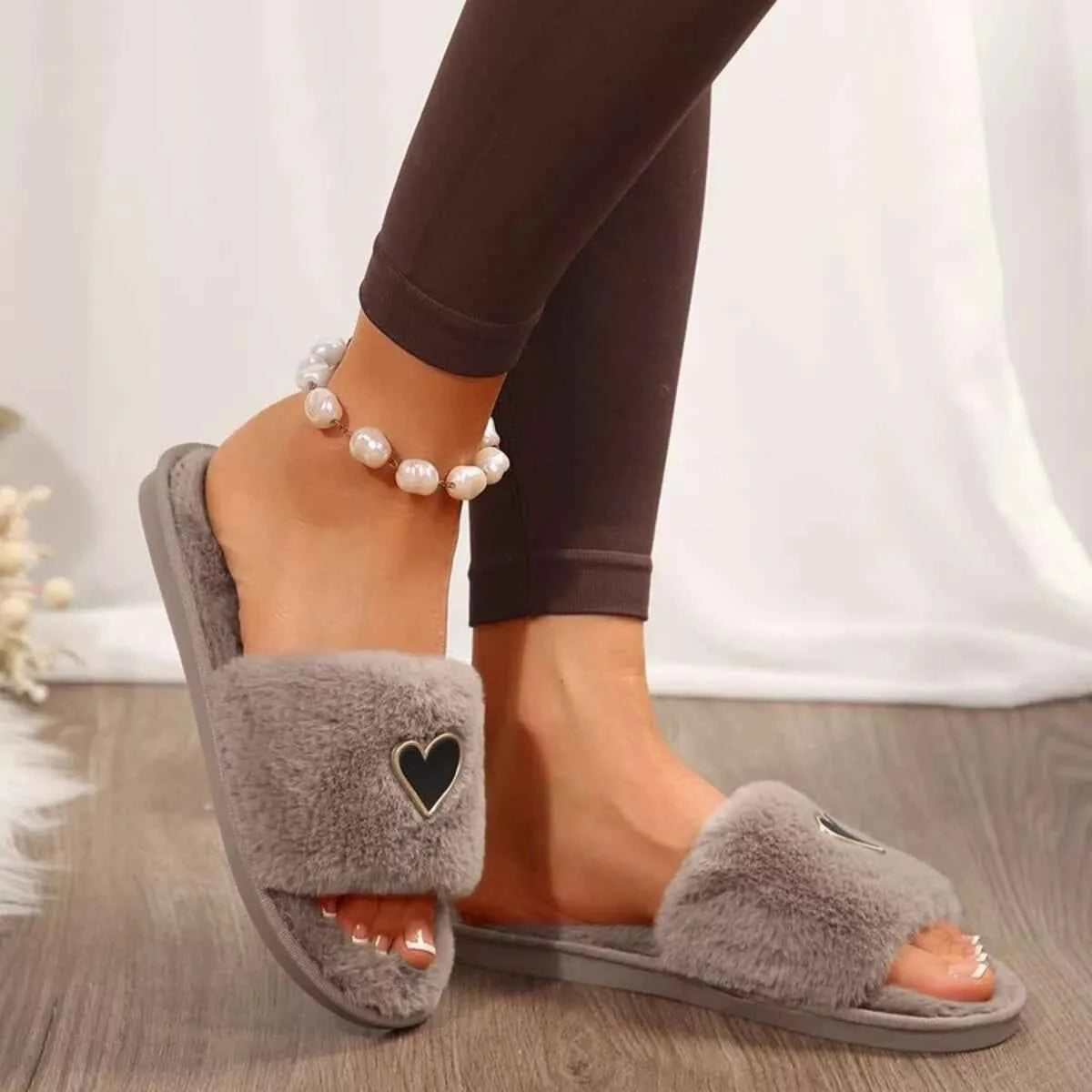 Heart Open Toe Flats Slippers - Woven With Purpose