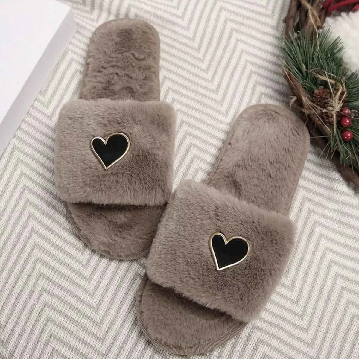 Heart Open Toe Flats Slippers - Woven With Purpose