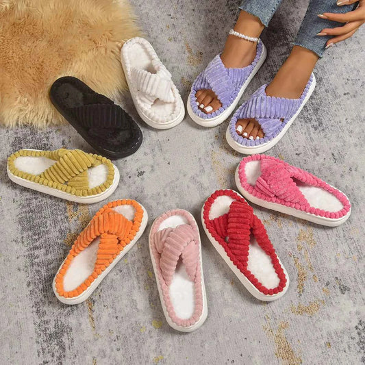 Crisscross Open Toe Platform Slippers - Woven With Purpose