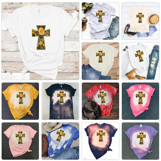 Camo Cross & Sunflowers - T-Shirt / Sweatshirt Unisex Sizing - Woven With Purpose