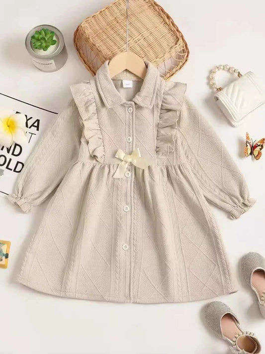 Children's Ruffled Bow Collared Neck Dress - Woven With Purpose
