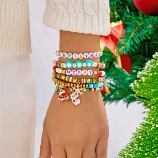 6 Piece Christmas Beaded Bracelet - Woven With Purpose