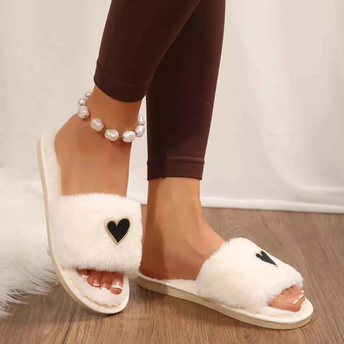 Heart Open Toe Flats Slippers - Woven With Purpose