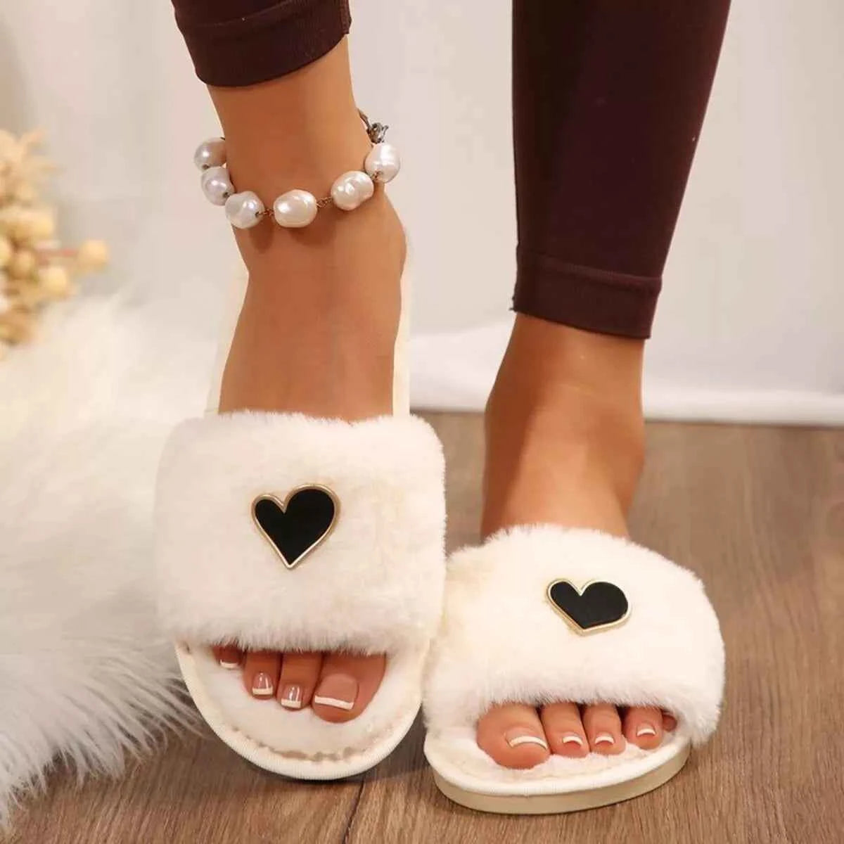 Heart Open Toe Flats Slippers - Woven With Purpose