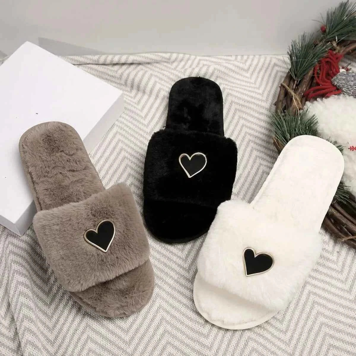 Heart Open Toe Flats Slippers - Woven With Purpose